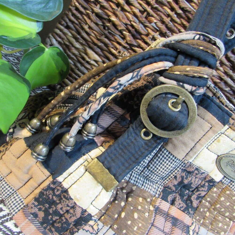 Donna Sharp Quilted Patchwork Purse - Browns - Ex… - image 4